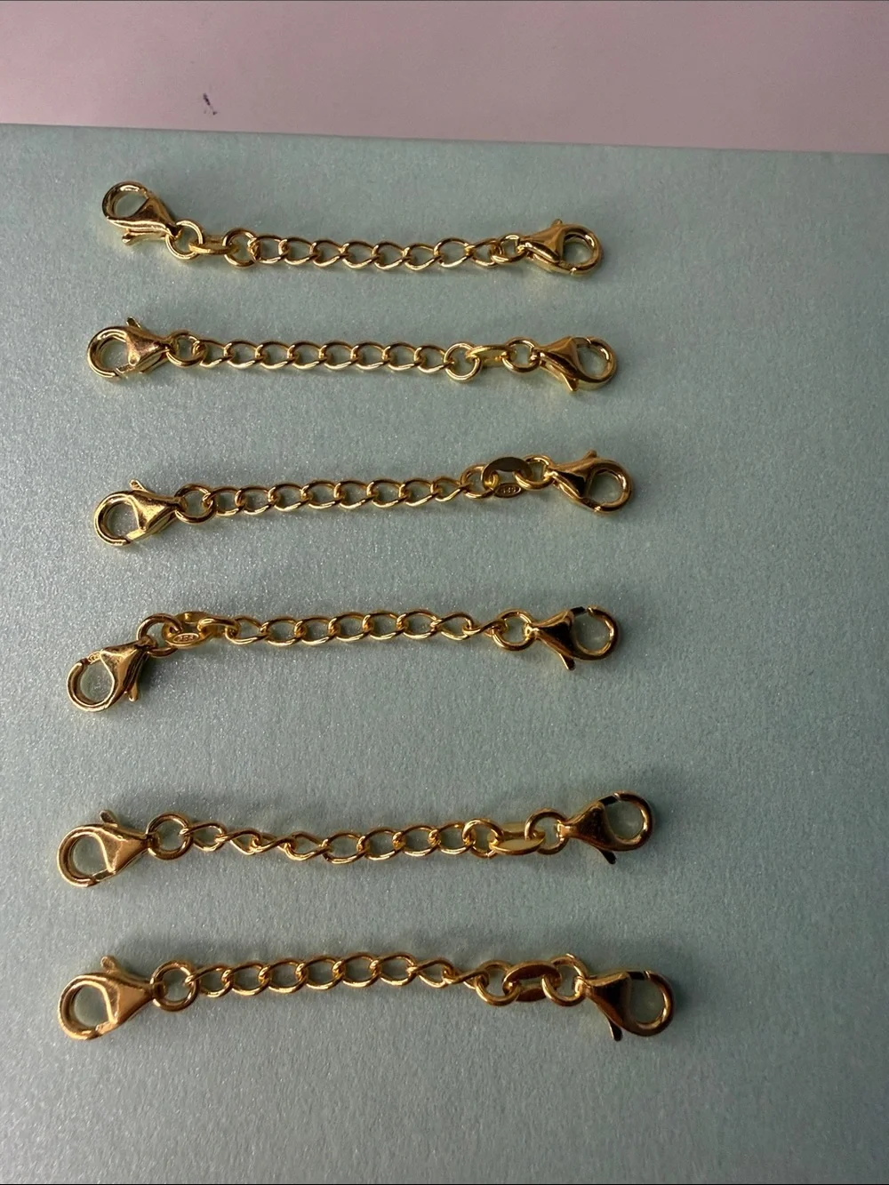 2” 14k Gold over Sterling Silver Extension Chains for Women’s Jewelry - stamped